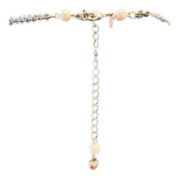 AVON Earthtone Pearlesque Multi-Strand Necklace Silvertone Stone Glass Brown 15" - Picture 7 of 16